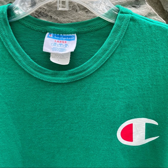 Green Champion Short Sleeve Logo Shirt Large - Picture 3 of 5